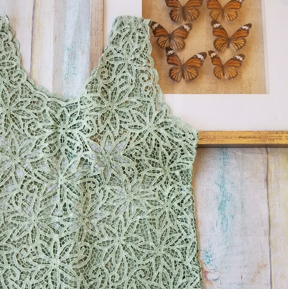 Vintage Sheer Floral Crochet Tank Top L - Picture 6 of 6